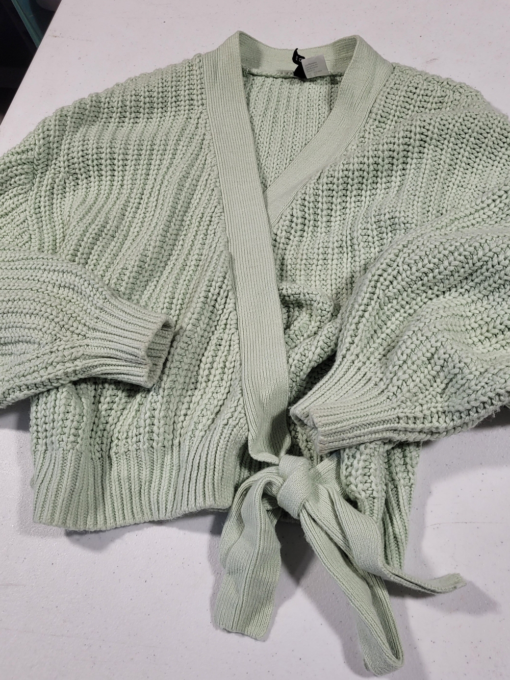 H&M Mint Green Knit Wrap Cardigan with Front Tie